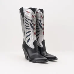 Mujer ELENA IACHI Botas-BOTA - - E3639 TALCO NERO SILVER