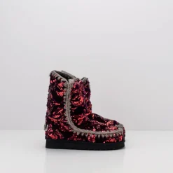 Mujer MOU Botas-BOTA - - ESKIMO 24 BIG LOGO STUDS IRIDISCENT SEQUINS PURPLE ON VELVET