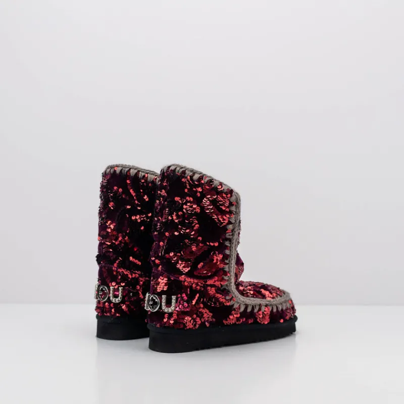 Mujer MOU Botas-BOTA - - ESKIMO 24 BIG LOGO STUDS IRIDISCENT SEQUINS PURPLE ON VELVET