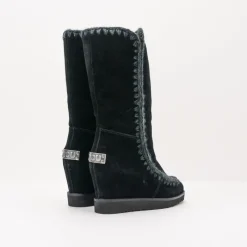 Mujer MOU Botas-BOTA - - ESKIMO FRENCH TOE WEDGE TALL BLACK