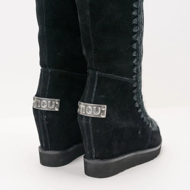 Mujer MOU Botas-BOTA - - ESKIMO FRENCH TOE WEDGE TALL BLACK