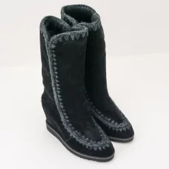 Mujer MOU Botas-BOTA - - ESKIMO FRENCH TOE WEDGE TALL BLACK