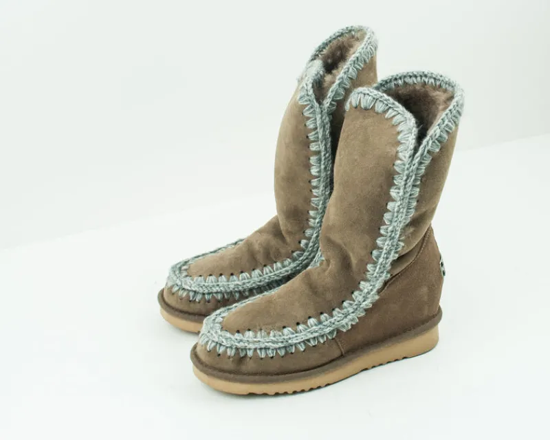 Mujer MOU Botas-BOTA - - ESKIMO INNER WEDGE TALL DARK STONE