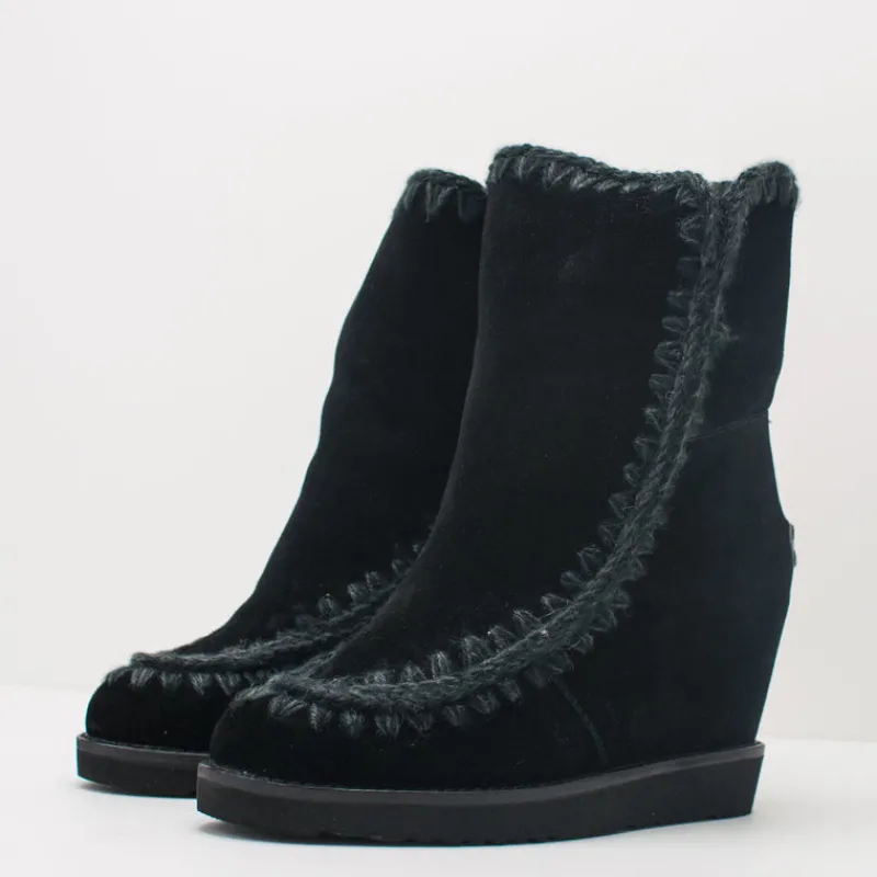 Mujer MOU Botas-BOTA - - FRENCH TOE WEDGE SHORT BLACK
