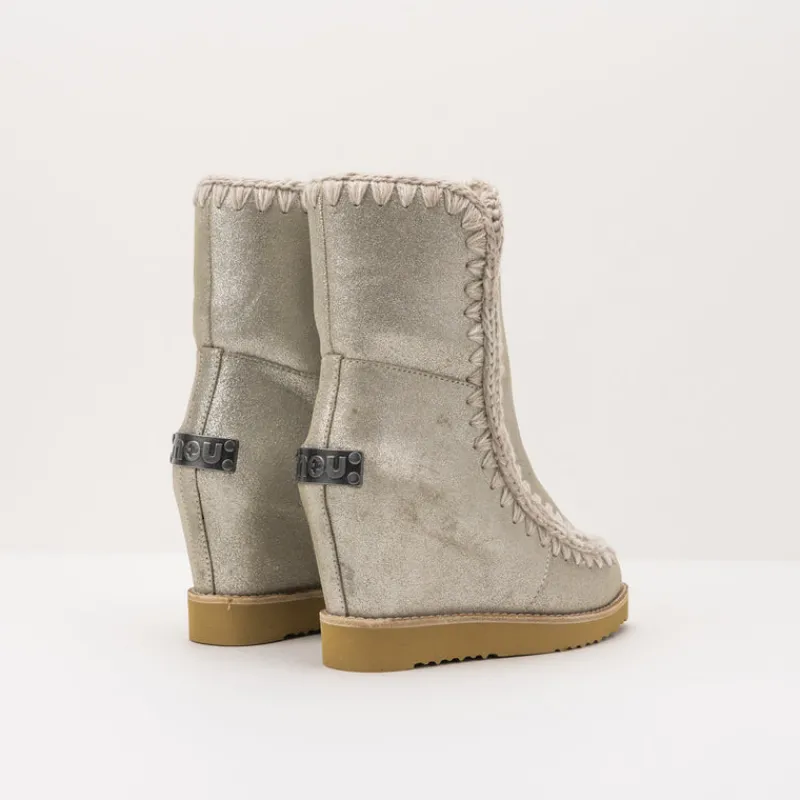 Mujer MOU Botas-BOTA - - FRENCH TOE WEDGE SHORT STONE METALLIC