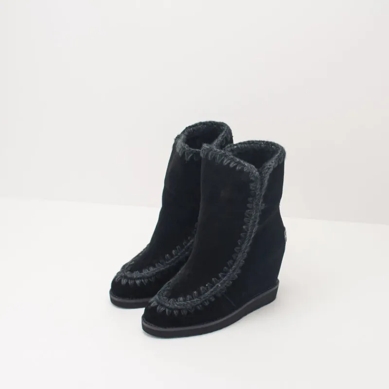 Mujer MOU Botas-BOTA - - FRENCH TOE WEDGE SHORT BLACK