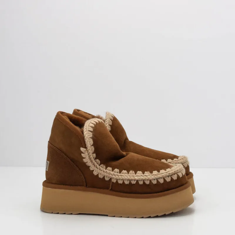 Mujer MOU Botas-BOTA - - MINI ESKIMO PLATFORM BOOT COGNAC