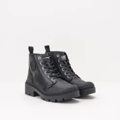 Mujer PALLADIUM Botas-BOTA - - PALLABASE LEATHER BLACK