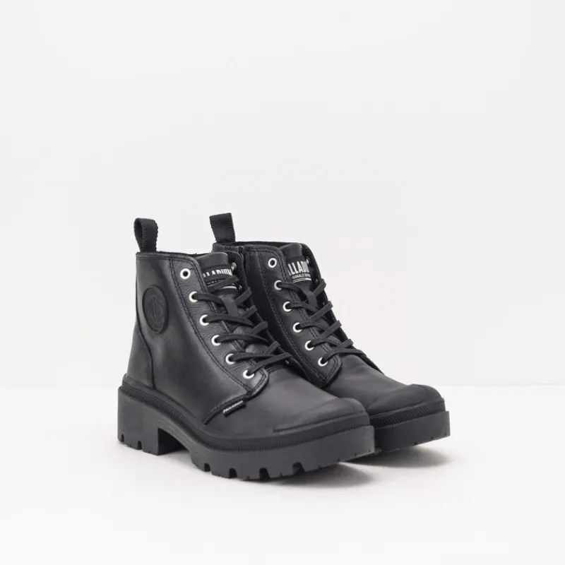 Mujer PALLADIUM Botas-BOTA - - PALLABASE LEATHER BLACK