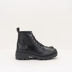 Mujer PALLADIUM Botas-BOTA - - PALLABASE LEATHER BLACK