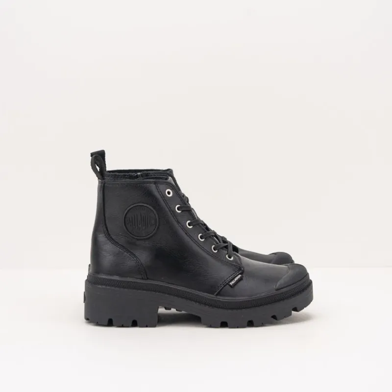 Mujer PALLADIUM Botas-BOTA - - PALLABASE LEATHER BLACK