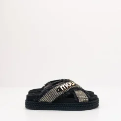 Mujer MOU Sandalias-SANDALIA - - CRISS-CROSS ROPE SANDAL RAFFIA BLACK