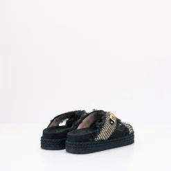 Mujer MOU Sandalias-SANDALIA - - CRISS-CROSS ROPE SANDAL RAFFIA BLACK