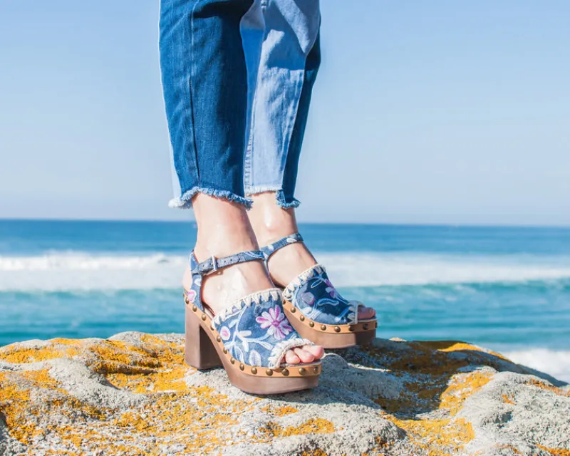 Mujer MOU Sandalias-SANDALIA - - HIGH WOOD SANDAL DENIM