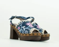 Mujer MOU Sandalias-SANDALIA - - HIGH WOOD SANDAL DENIM
