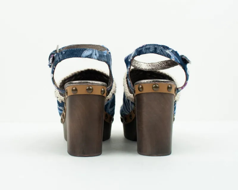 Mujer MOU Sandalias-SANDALIA - - HIGH WOOD SANDAL DENIM