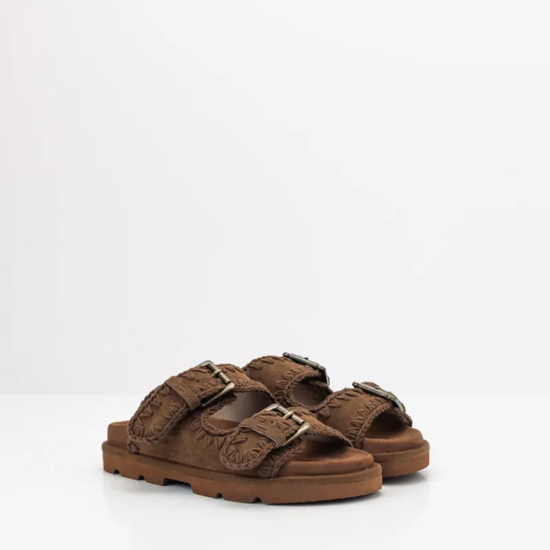 Mujer MOU Sandalias-SANDALIA - - LOW BIO SANDAL MONOCHROME NUT BROWN LEATHER