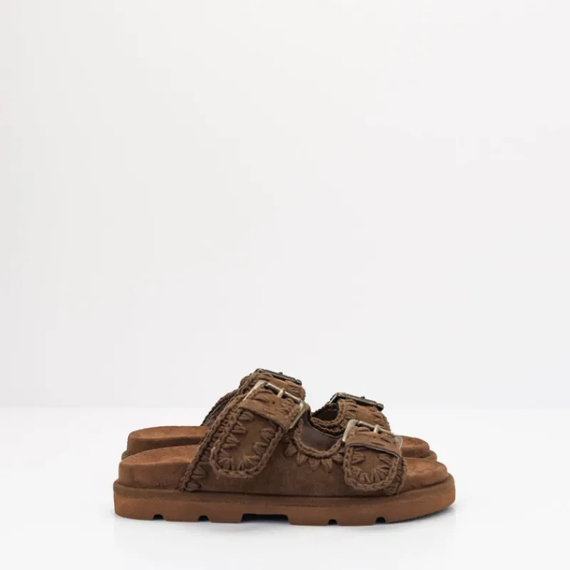 Mujer MOU Sandalias-SANDALIA - - LOW BIO SANDAL MONOCHROME NUT BROWN LEATHER