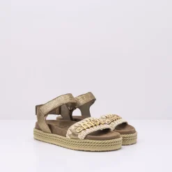 Mujer MOU Sandalias-SANDALIA - - ROPE SANDAL WITH BACK STRAP METALLIC LIZARD GOLD 451000C