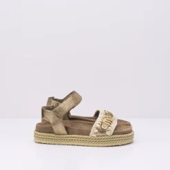 Mujer MOU Sandalias-SANDALIA - - ROPE SANDAL WITH BACK STRAP METALLIC LIZARD GOLD 451000C