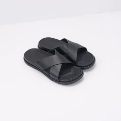 Hombre UGG Sandalias-SANDALIA - - WAINSCOTT SLIDE BLACK LEATHER