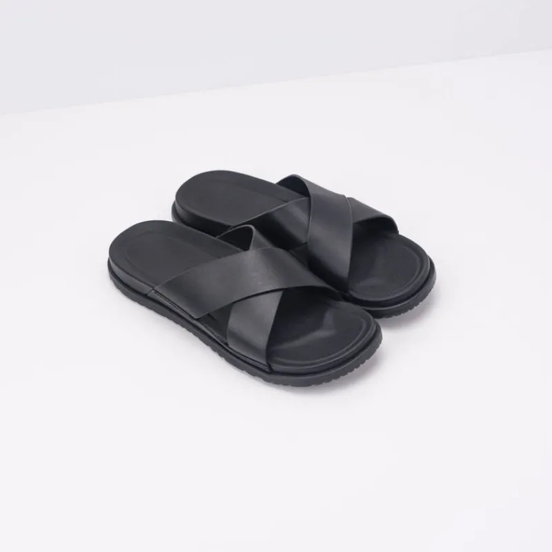 Hombre UGG Sandalias-SANDALIA - - WAINSCOTT SLIDE BLACK LEATHER