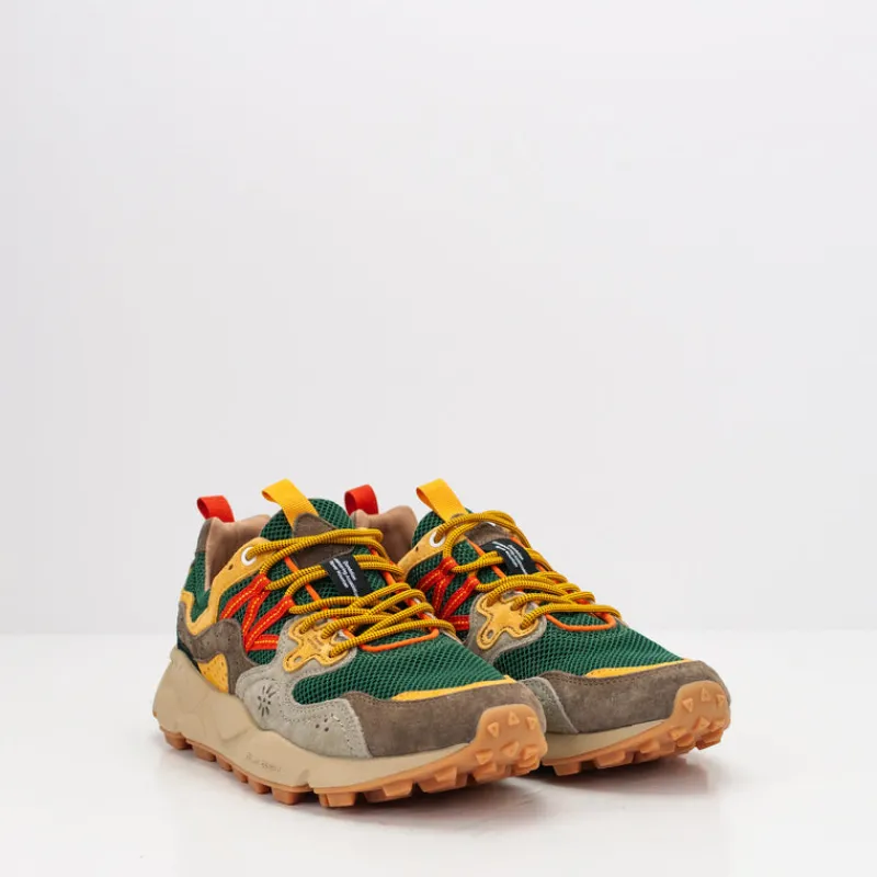 Hombre FLOWER MOUNTAIN Zapatillas Deportivas-ZAPATILLA - - YAMANO 3 UNI SUEDE NYLON MESH TAUPE GREEN OCRA