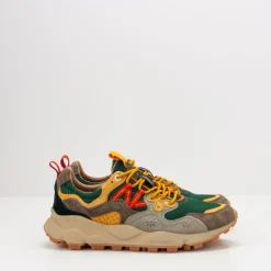 Hombre FLOWER MOUNTAIN Zapatillas Deportivas-ZAPATILLA - - YAMANO 3 UNI SUEDE NYLON MESH TAUPE GREEN OCRA