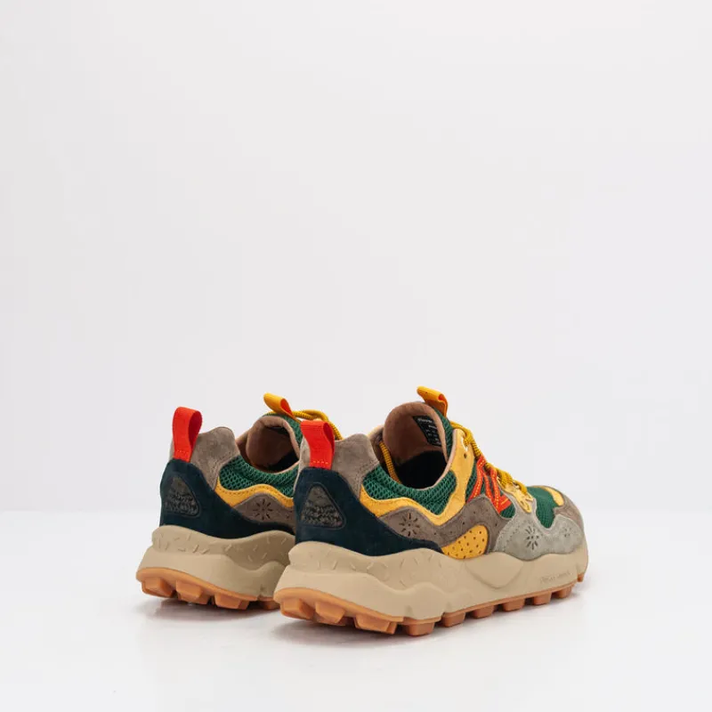 Hombre FLOWER MOUNTAIN Zapatillas Deportivas-ZAPATILLA - - YAMANO 3 UNI SUEDE NYLON MESH TAUPE GREEN OCRA