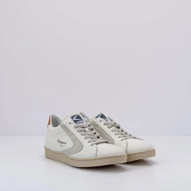 Hombre VALSPORT Zapatillas Deportivas-ZAPATILLA - - TOURNAMENT MIX NAPPA SUEDE BIANCO PANNA COGNAC VT2451M