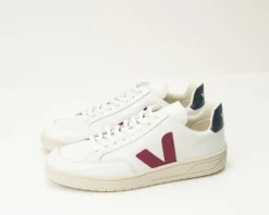 Hombre VEJA Zapatillas Deportivas-ZAPATILLA - - V-12 LEATHER EXTRA WHITE MARSALA NAUTICO XD021955B HOMBRE