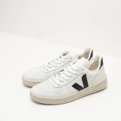 Mujer VEJA Zapatillas Deportivas-ZAPATILLA- - V-10 LEATHER EXTRA WHITE BLACK VX020005