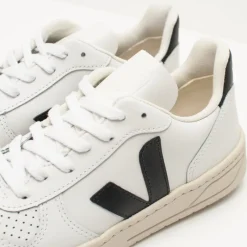 Mujer VEJA Zapatillas Deportivas-ZAPATILLA- - V-10 LEATHER EXTRA WHITE BLACK VX020005