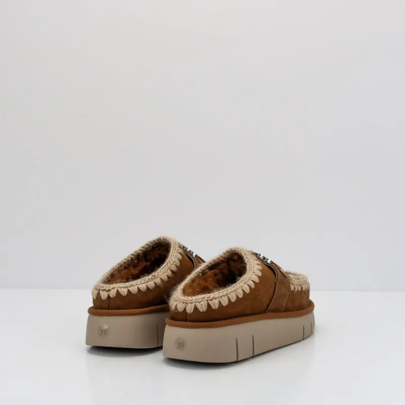 Mujer MOU Zuecos-ZUECO - - BOUNCE CLOG METAL LOGO COGNAC