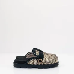 Mujer MOU Zuecos-ZUECO - - LOW BIO SABOT PLAIN RAFFIA BLACK