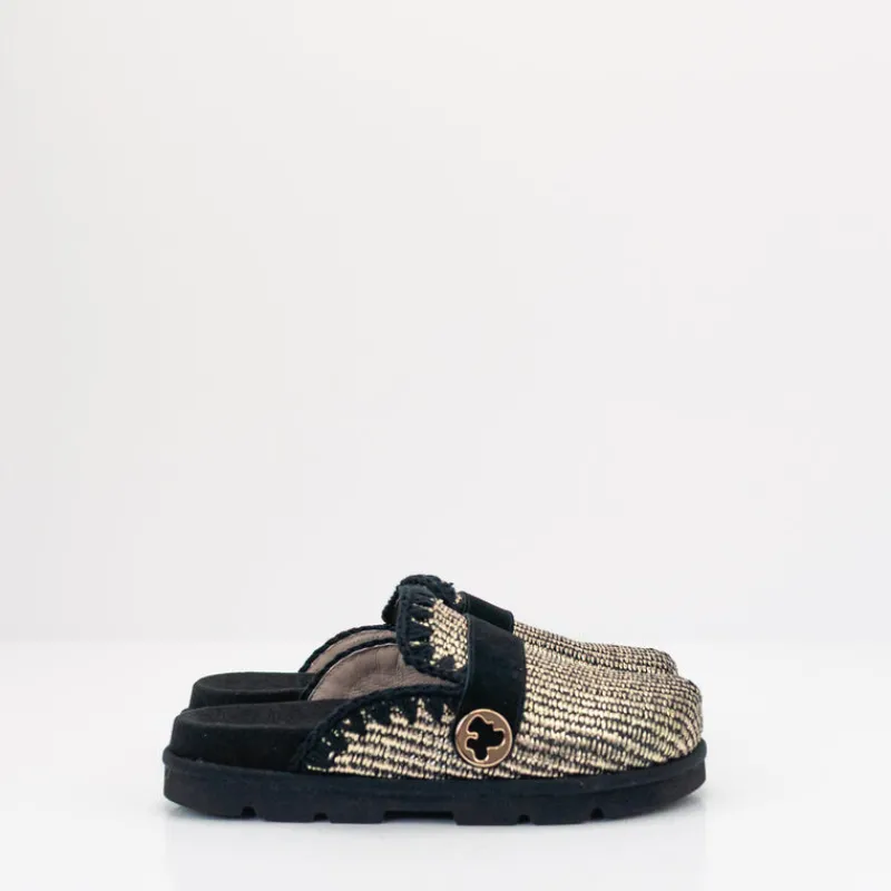 Mujer MOU Zuecos-ZUECO - - LOW BIO SABOT PLAIN RAFFIA BLACK