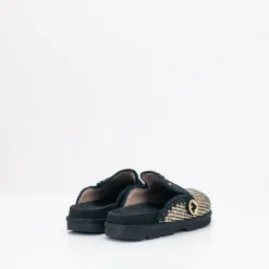 Mujer MOU Zuecos-ZUECO - - LOW BIO SABOT PLAIN RAFFIA BLACK