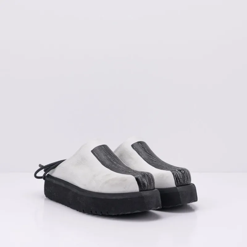 Mujer PURO-SECRET Zapatos-ZUECO - PURO SECRET - DOUBLE TAKE CALF LEATHER WHITE HAND PAINT BLACK