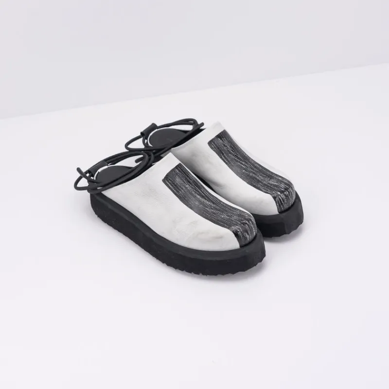 Mujer PURO-SECRET Zapatos-ZUECO - PURO SECRET - DOUBLE TAKE CALF LEATHER WHITE HAND PAINT BLACK