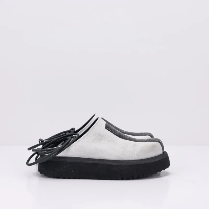 Mujer PURO-SECRET Zapatos-ZUECO - PURO SECRET - DOUBLE TAKE CALF LEATHER WHITE HAND PAINT BLACK