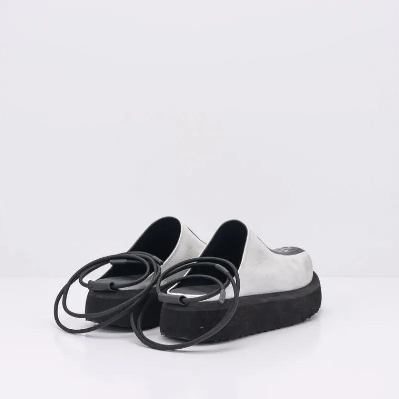 Mujer PURO-SECRET Zapatos-ZUECO - PURO SECRET - DOUBLE TAKE CALF LEATHER WHITE HAND PAINT BLACK